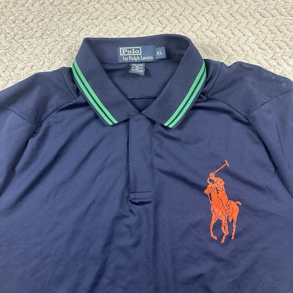 Polo Ralph Lauren US OPEN 2012 Big Pony Snap Collar Navy Polo Shirt Size XL